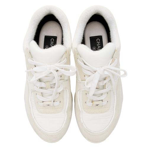 Chanel Suede Calfskin CC Sneakers - Size 7.5 / 37.5