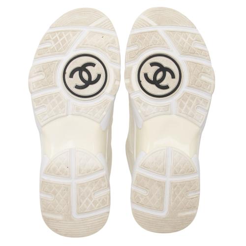 Chanel Suede Calfskin CC Sneakers - Size 7.5 / 37.5