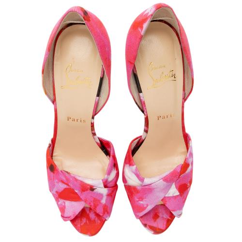 Christian Louboutin Canvas Floral DOrsay Pumps - Size 8 / 38