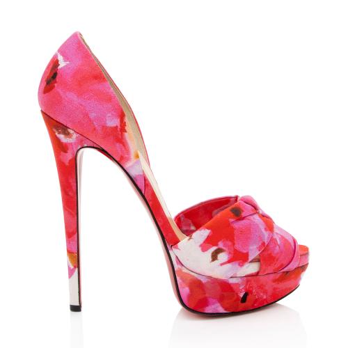 Christian Louboutin Canvas Floral DOrsay Pumps - Size 8 / 38