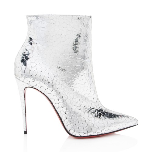 Christian Louboutin Metallic Calfskin Craquele So Kate Booties - Size 9.5 / 39.5