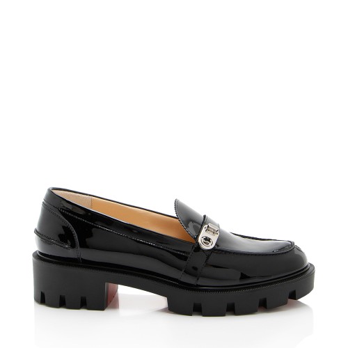 Christian Louboutin Patent Leather Lock Woody Loafers - Size 6 / 36