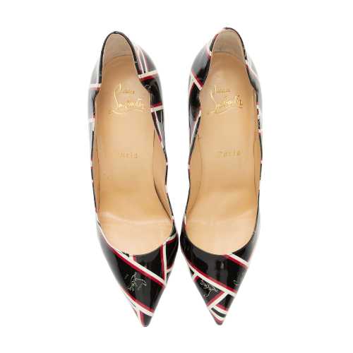 Christian Loubtoutin Patent Leather Ribbon Kate 100 Pumps - Size 7 / 37