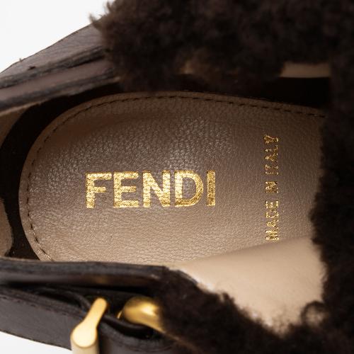 Fendi Suede Shearling Platform Ankle Boots - Size 9.5 / 39.5