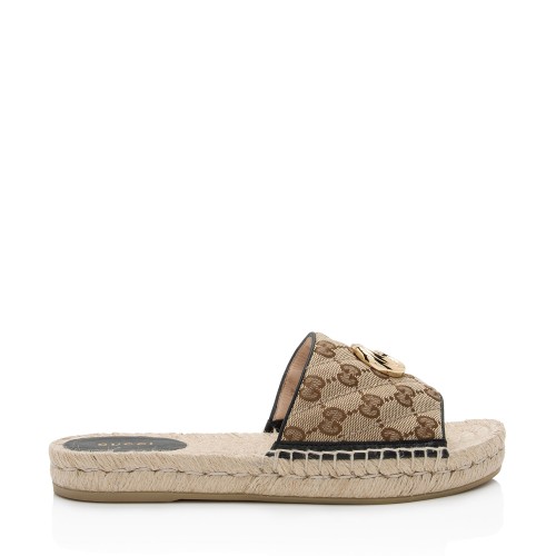 Gucci GG Canvas GG Marmont Pilar Espadrille Slides - Size 8.5 / 38.5