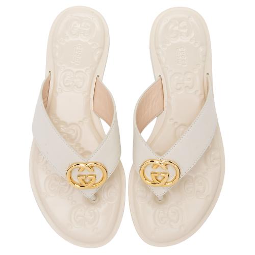 Gucci Jumbo GG Embossed Interlocking G Thong Sandals - Size 8.5 / 38.5