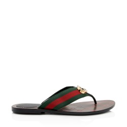 Gucci GG Interlocking G Web Kika Thong Sandals - Size 9.5 / 39.5