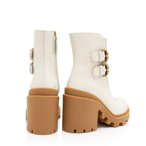 Gucci GG Supreme Calfskin Kensington Double Buckle Boots - Size 6 / 36