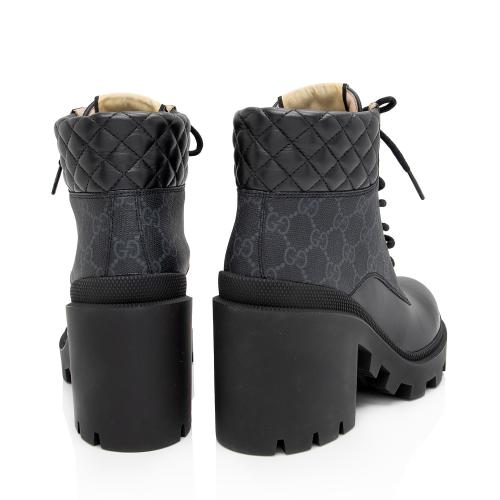 Gucci GG Supreme Quilted Calfskin Combat Boots - Size 9 / 39