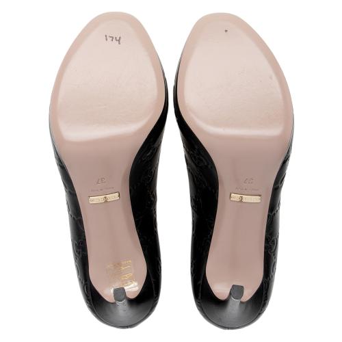 Gucci Guccissima Leather Horsebit Peep Toe Pumps - Size 7 / 37