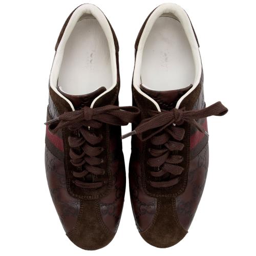 Gucci Guccissima Leather Web Sneakers - Size 7 / 37