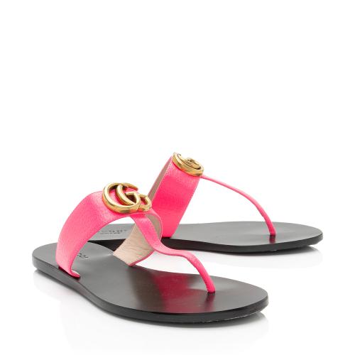 Gucci Leather GG Marmont Thong Sandals - Size 6 / 36