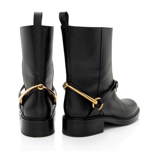 Gucci Leather Horsebit Tess Boots - Size 7 / 37