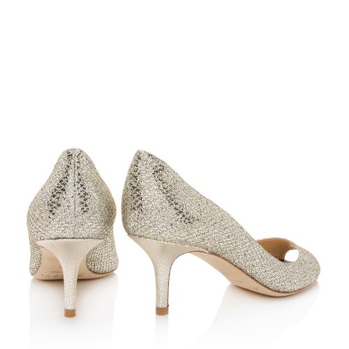 Jimmy Choo Glitter Fabric Isabel Peep Toe Pumps - Size 5.5 / 35.5