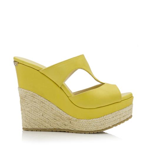 Jimmy Choo Leather Pledge Espadrille Wedge Sandals - Size 6 / 36 - FINAL SALE