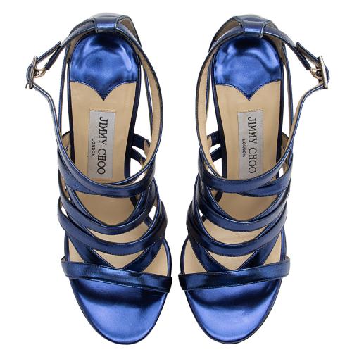 Jimmy Choo Metallic Leather Strappy Sandals - Size 7 / 37