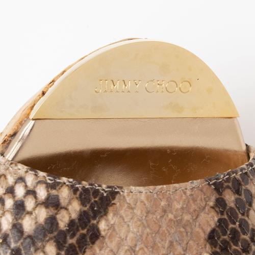 Jimmy Choo Python T-Strap Wedge Sandals - Size 7 / 37