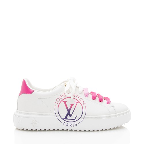 Louis Vuitton Leather Monogram Time Out Sneakers - Size 7.5 / 37.5