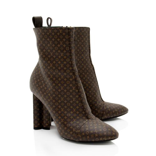 Louis Vuitton Nano Monogram Canvas Silhouette Ankle Boots - Size 8 / 38