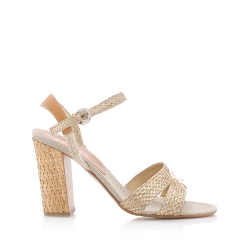 Prada Snakeskin Straw Sandals - Size 7.5 / 37.5