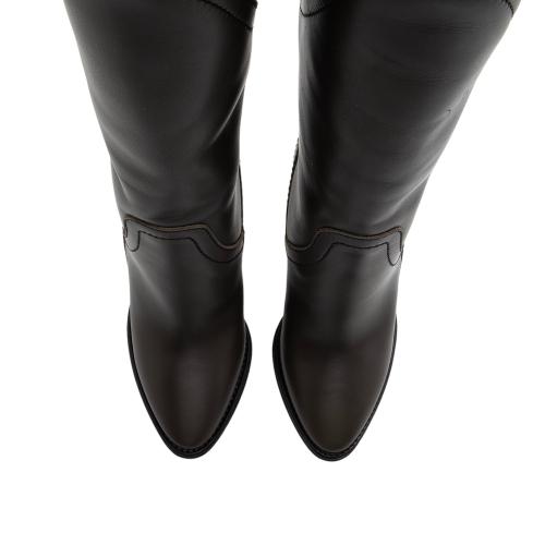 Saint Laurent Aragona Leather Kensington Knee High Boots - Size 7.5 / 37.5