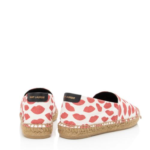 Saint Laurent Canvas Lip Print Espadrilles - Size 8.5 / 38.5