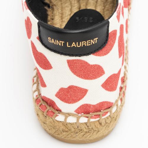 Saint Laurent Canvas Lip Print Espadrilles - Size 8.5 / 38.5