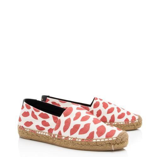 Saint Laurent Canvas Lip Print Espadrilles - Size 8.5 / 38.5