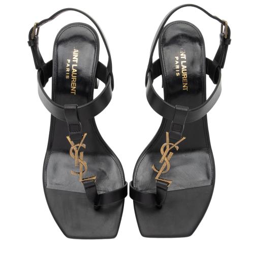 Saint Laurent Leather Cassandra Sandals - Size 8 / 38