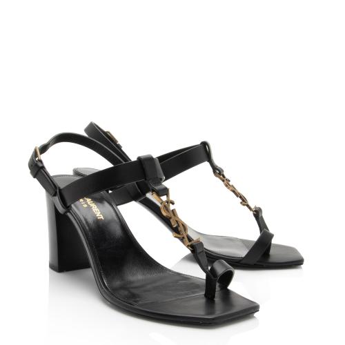 Saint Laurent Leather Cassandra Sandals - Size 8 / 38