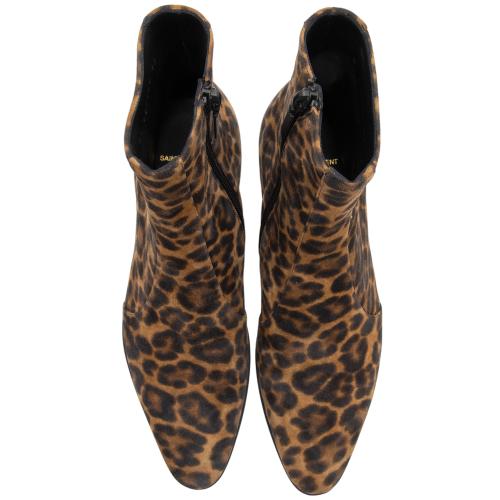 Saint Laurent Suede Leopard Print Vassili Boots - Size 6 / 36