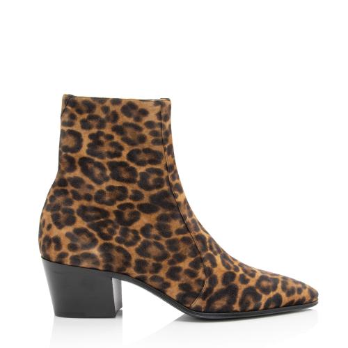 Saint Laurent Suede Leopard Print Vassili Boots - Size 6 / 36