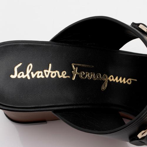 Salvatore Ferragamo Leather Gancini Wedge Sandals - Size 8 / 38