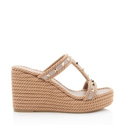 Valentino Calfskin Rockstud Torchon Wedge Sandals - Size 10 / 40