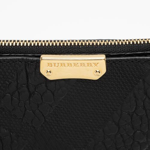 Burberry Embossed Leather Check Peyton Wristlet