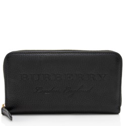 Burberry Embossed Grainy Calfskin Zip Around Wallet