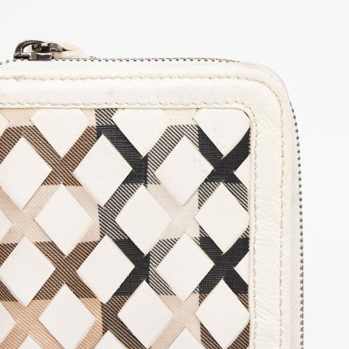 Burberry House Check Woven Zip Around Wallet