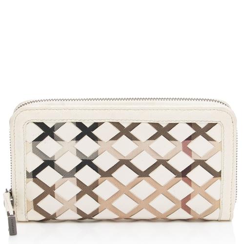 Burberry House Check Woven Zip Around Wallet