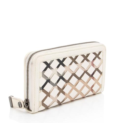 Burberry House Check Woven Zip Around Wallet