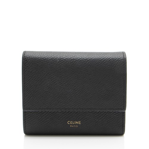 Celine Grained Calfskin Trifold Small Wallet