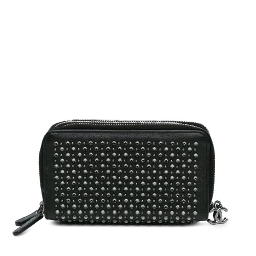 Chanel Bull Leather Studded Zip Wallet