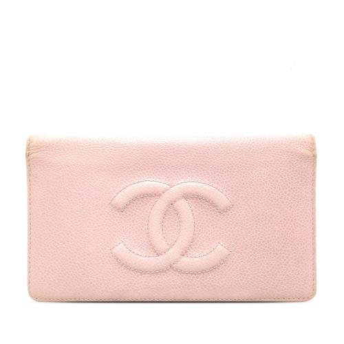 Chanel CC Caviar Leather Long Wallet