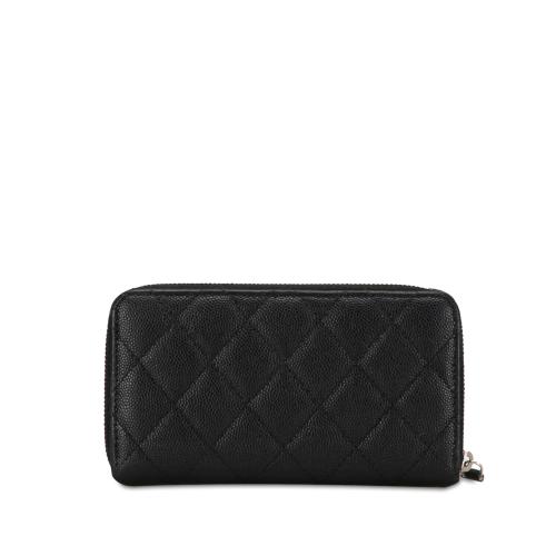 Chanel CC Quilted Caviar Zip Around Wallet