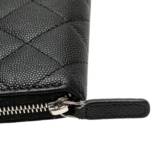 Chanel CC Quilted Caviar Zip Around Wallet