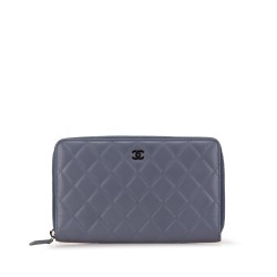 Chanel CC Quilted Lambskin Zip Around Wallet