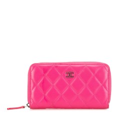 Chanel CC Quilted Lambskin Zip Around Wallet