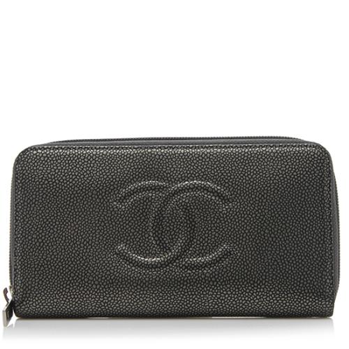 Chanel Caviar Leather Zip Around Wallet 