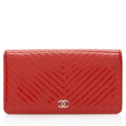 Chanel Chevron Patent Leather Yen Wallet