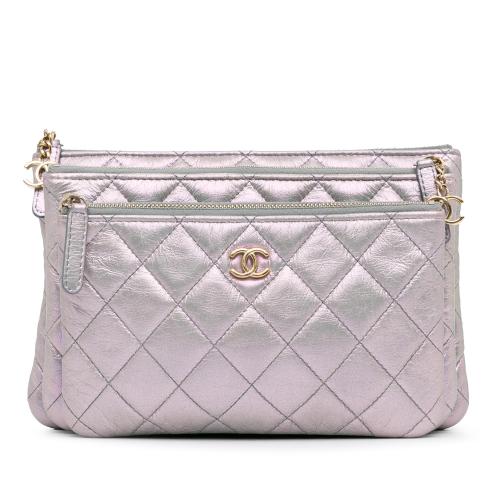 Chanel Iridescent Crumpled Calfskin Trio Cosmetic Case