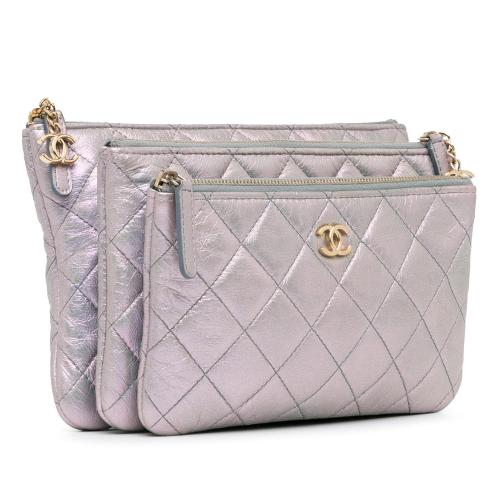 Chanel Iridescent Crumpled Calfskin Trio Cosmetic Case